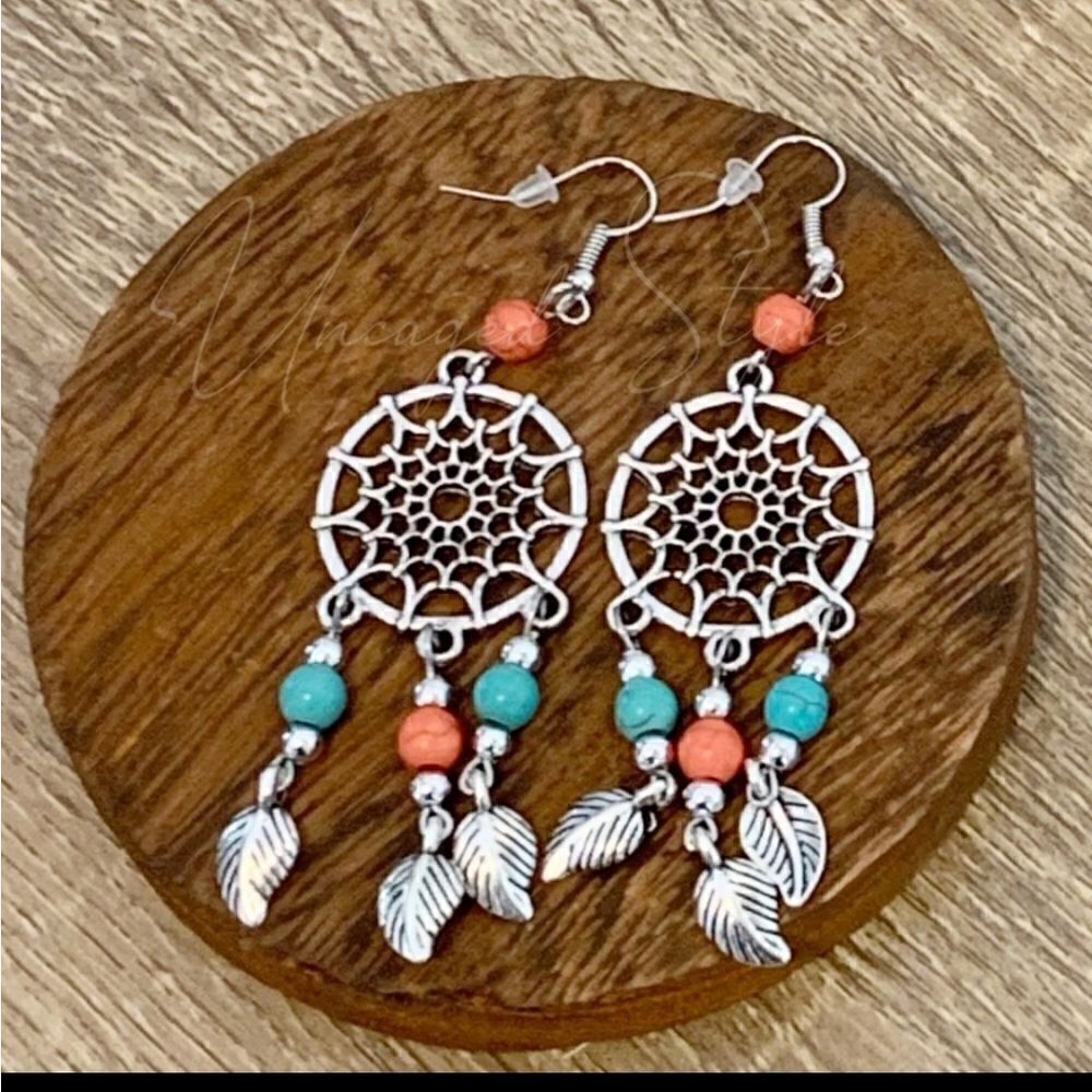 New Dreamcatcher Feather Beaded Dangling Earrings